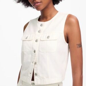 Madewell Cropped Denim Vest: Airy Denim Edition ZS Cream